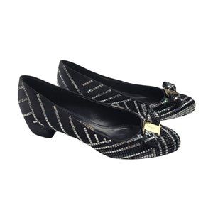 Salvatore Ferragamo Crystal Embellished Vara Pumps